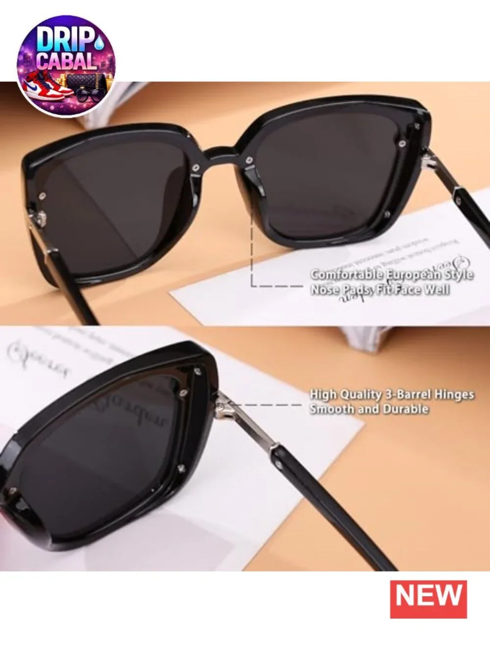 Oversized Square Sunglasses UV400 Protection Unisex